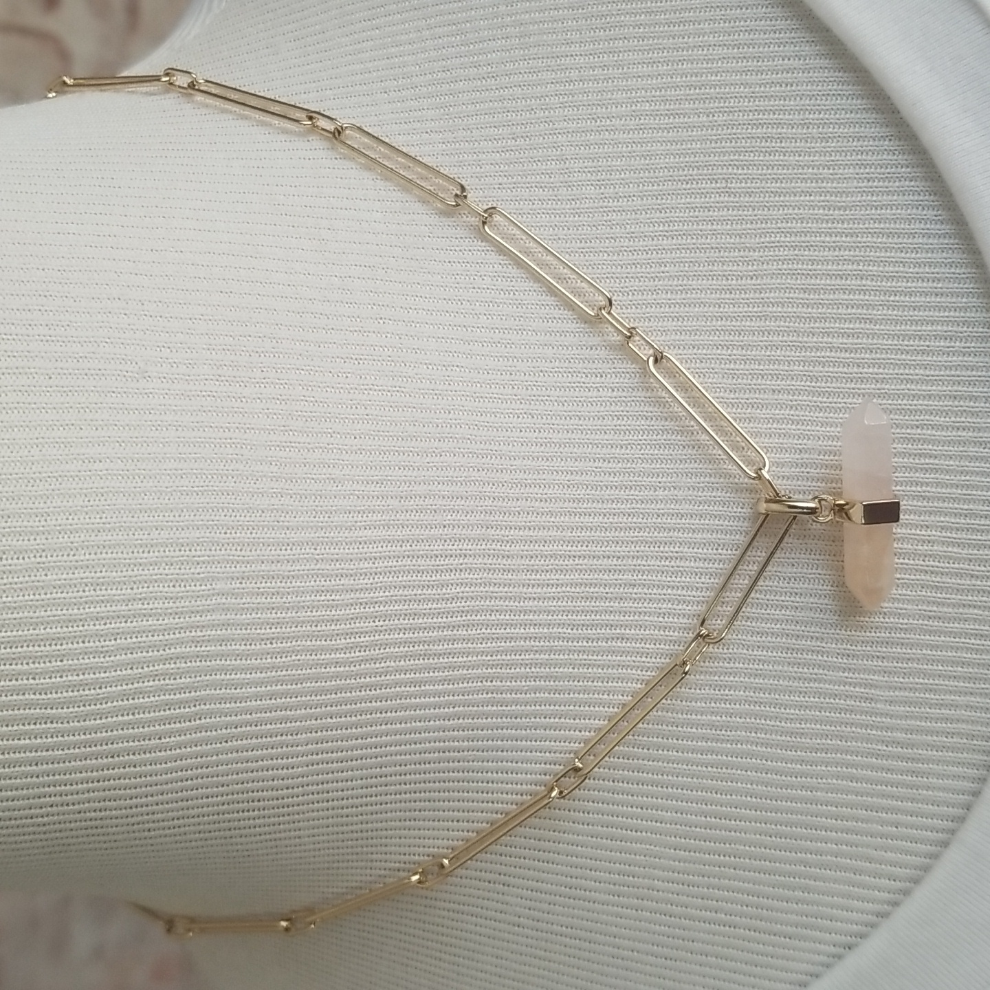 New Allsaints Rose Quartz Large Link Pendant Necklace 55$